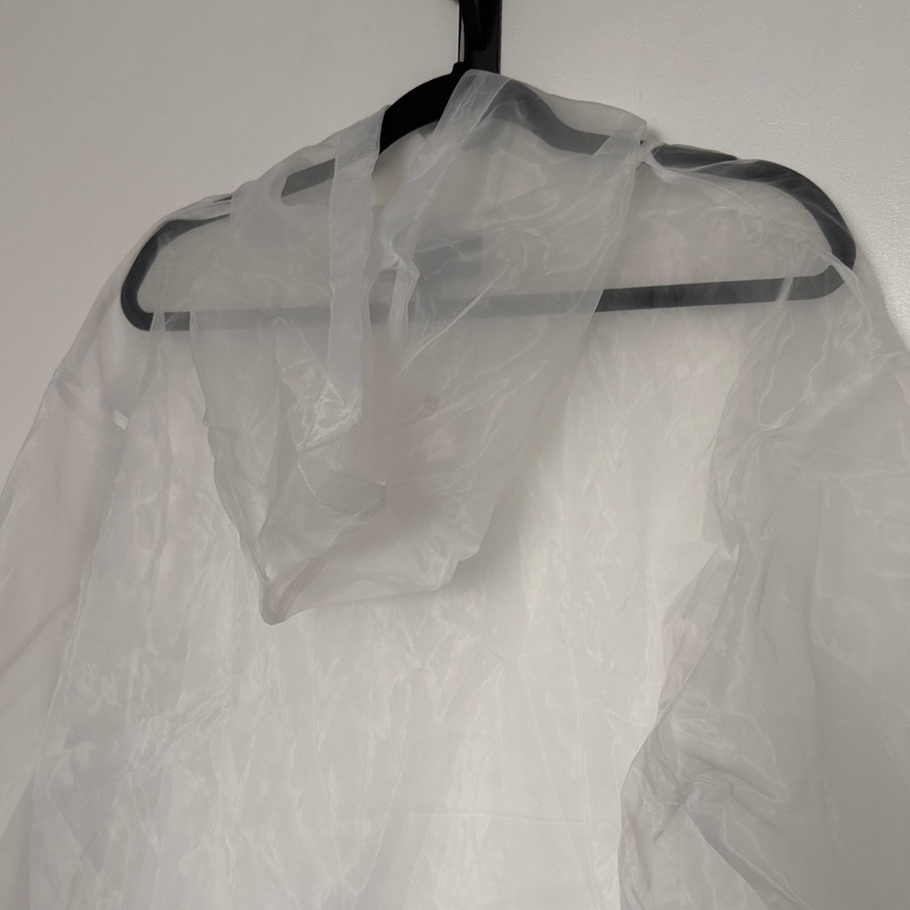 Anthropologie Sheer White Organza Pullover Hooded Top - Picture 7 of 10